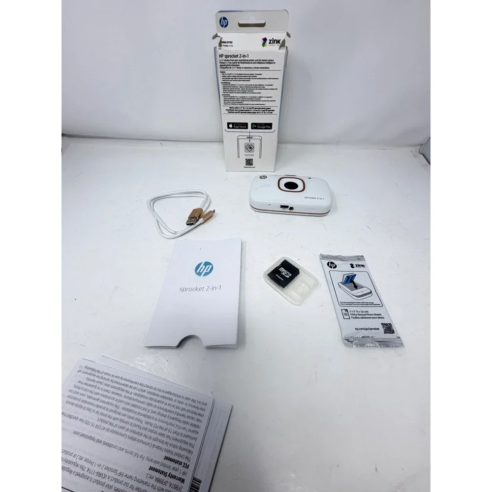HP Sprocket 2-in-1 Instant Camera Printer White Rose Gold ZINK 2x3 Photo